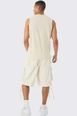 Oversized Raw Panelling Tank | BoohooMAN UK