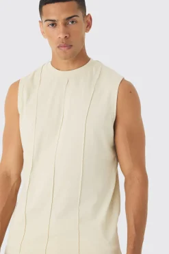 Oversized Raw Panelling Tank | BoohooMAN UK