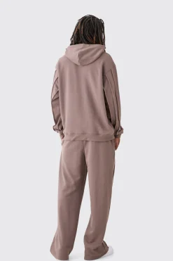 Oversized Raw Seam Man Signature Embroidered Hoodie | BoohooMAN UK