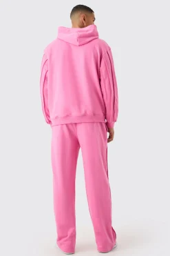 Oversized Raw Seam Man Sig Embroidered Hooded Tracksuit | BoohooMAN UK