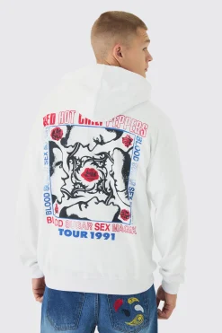 Oversized Red Hot Chili Peppers License Print Hoodie | BoohooMAN UK