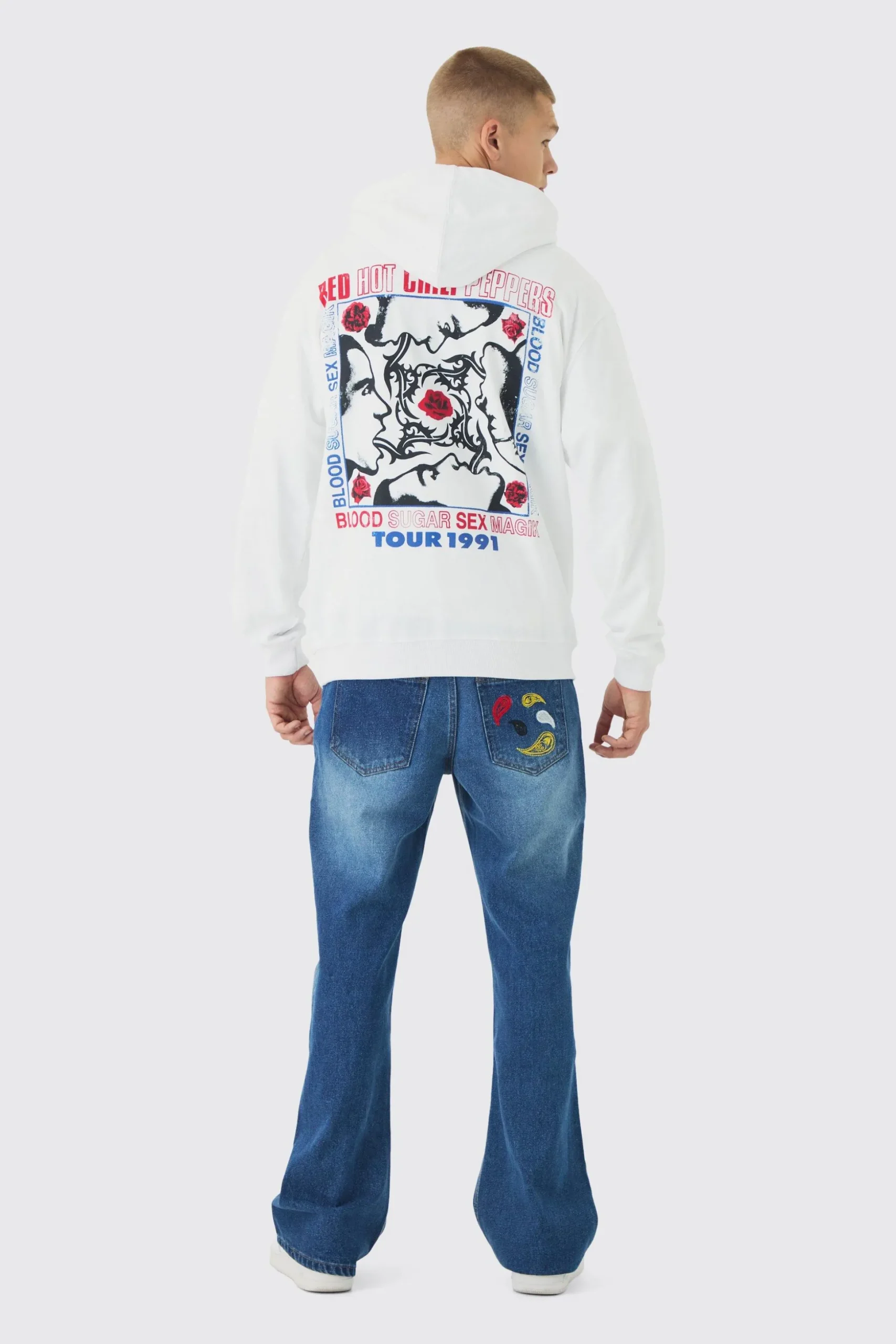 Oversized Red Hot Chili Peppers License Print Hoodie | BoohooMAN UK