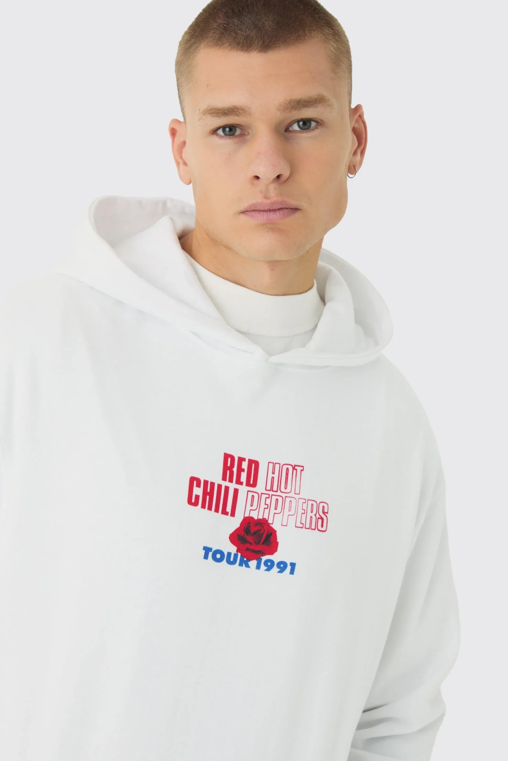 Oversized Red Hot Chili Peppers License Print Hoodie | BoohooMAN UK
