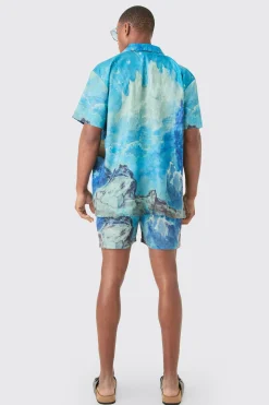 Oversized Renaissance Shirt & Swim Short Set | BoohooMAN UK