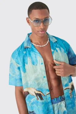 Oversized Renaissance Shirt & Swim Short Set | BoohooMAN UK
