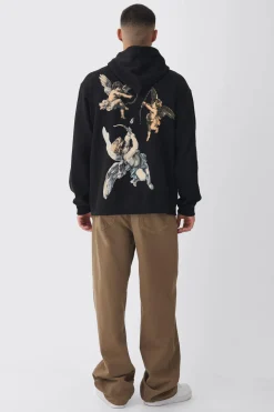 Oversized Renasissance Print Hoodie | BoohooMAN UK