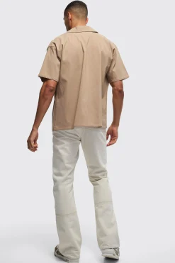 Oversized Revere Bengaline Shirt | BoohooMAN UK