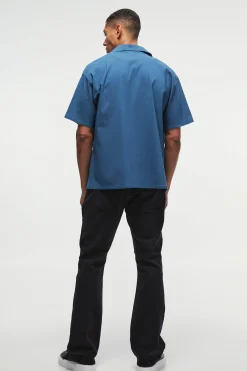 Oversized Revere Bengaline Shirt | BoohooMAN UK