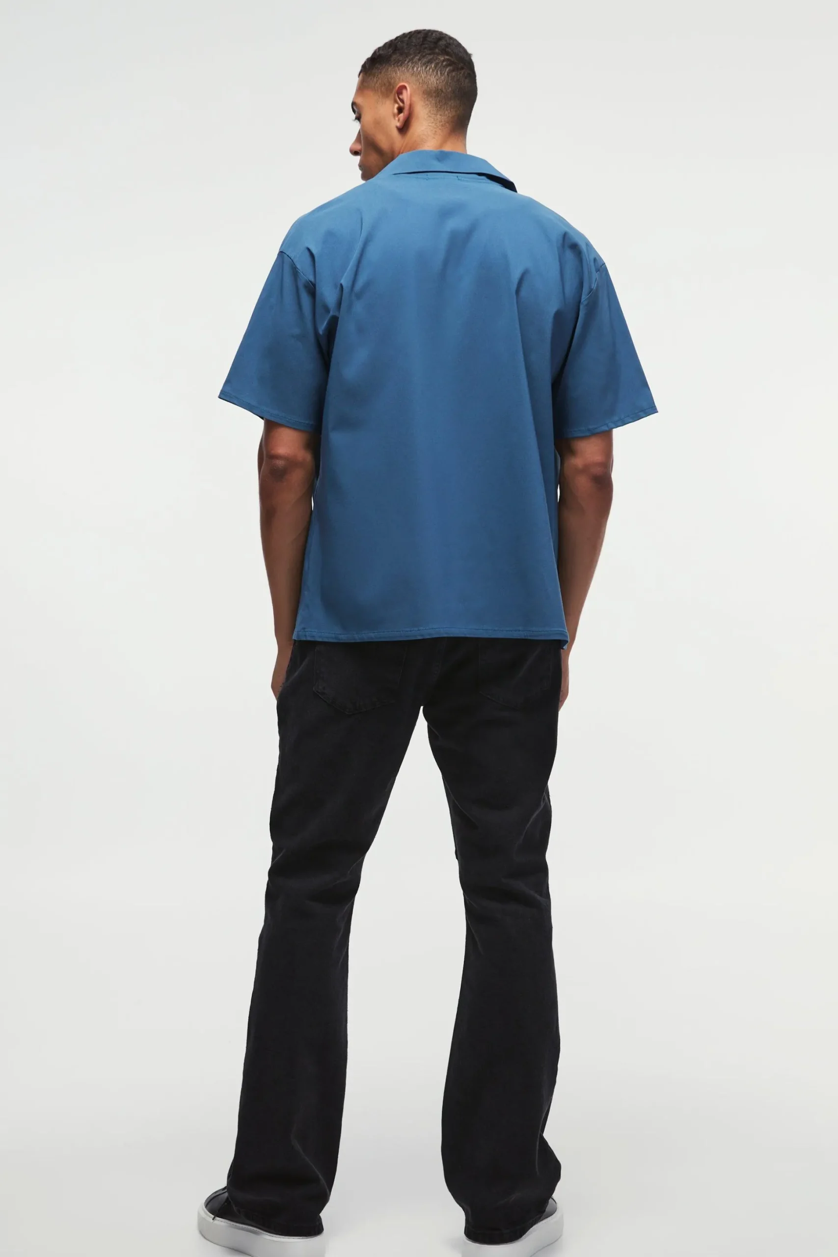 Oversized Revere Bengaline Shirt | BoohooMAN UK