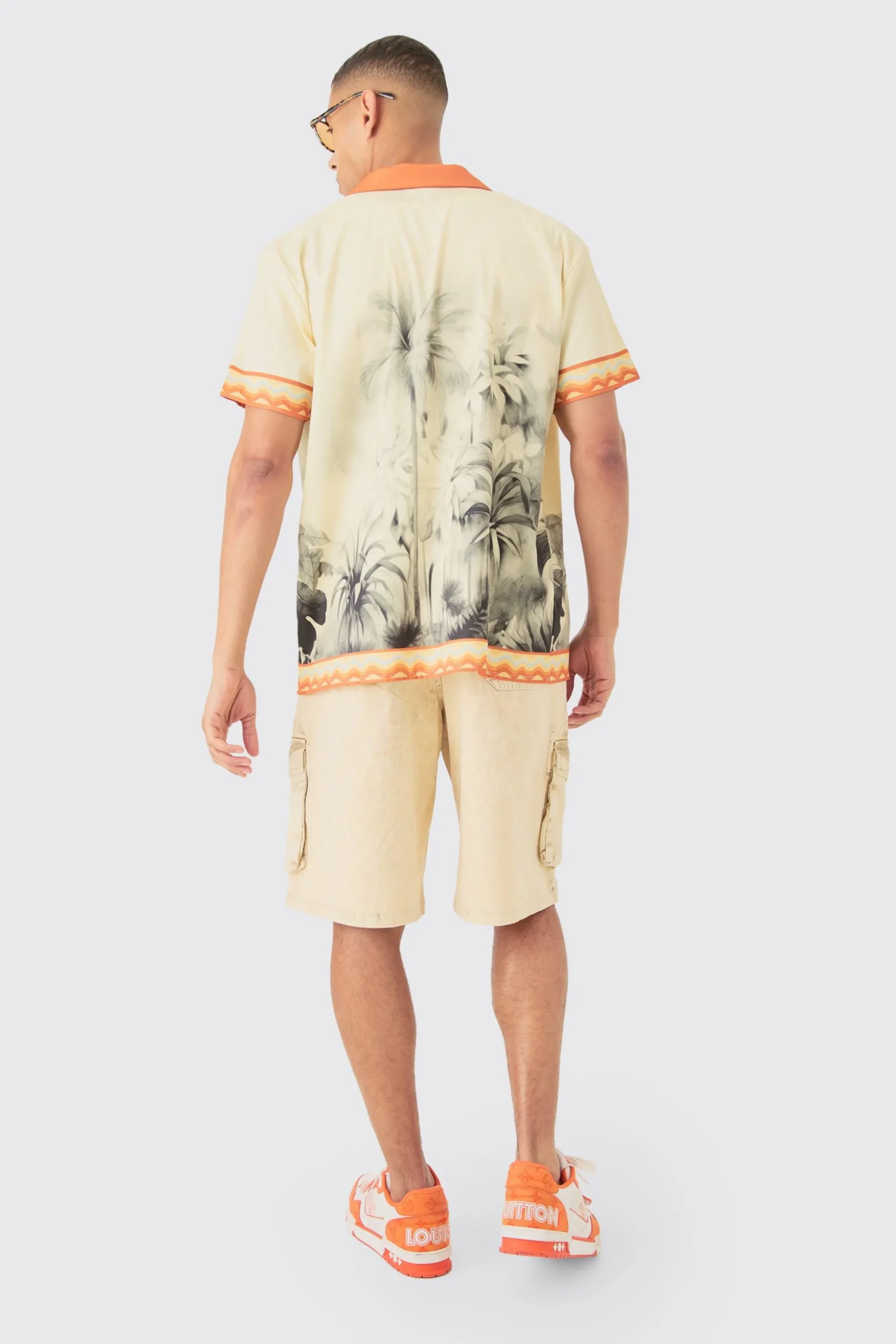Oversized Revere Boarder Short Sleeve Shirt | BoohooMAN UK