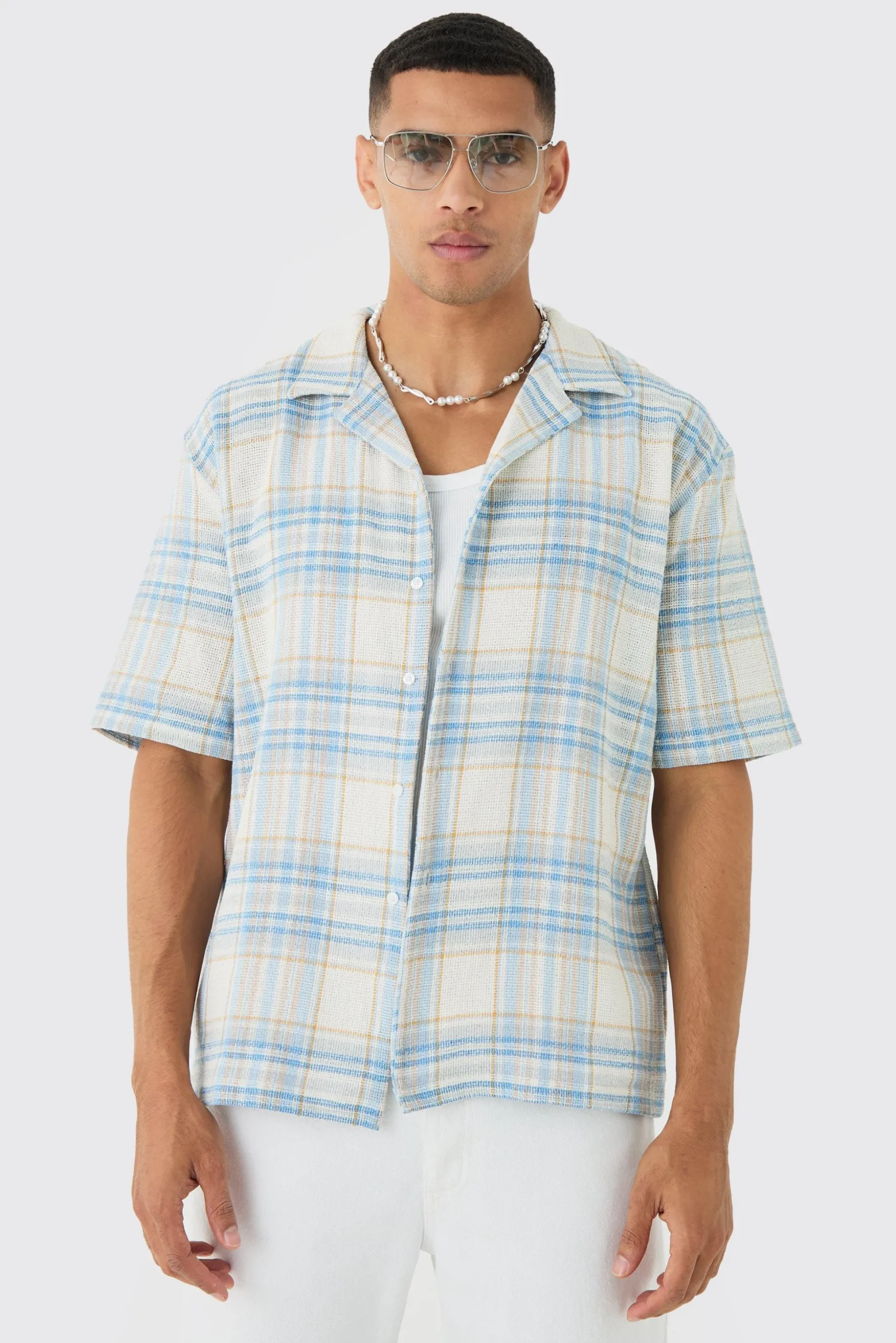 Oversized Revere Check Shirt | BoohooMAN UK