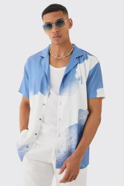 Oversized Revere Cloud Short Sleeve Shirt | BoohooMAN UK