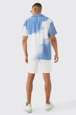 Oversized Revere Cloud Short Sleeve Shirt | BoohooMAN UK