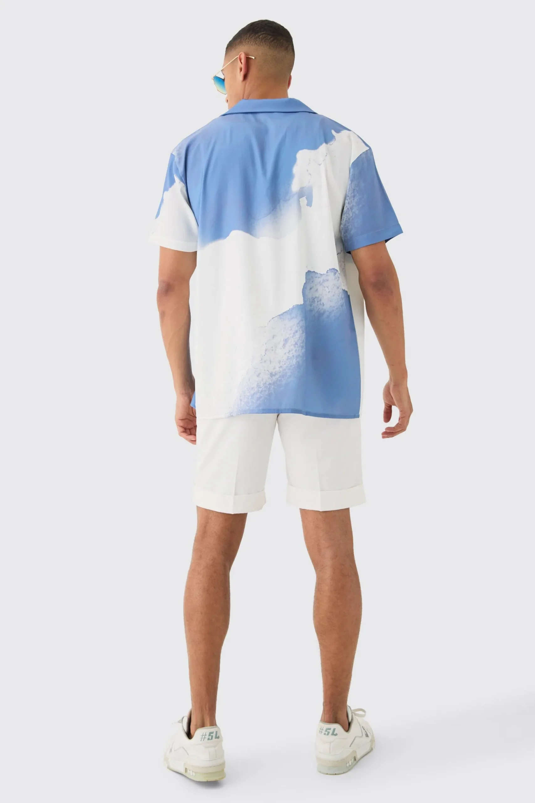Oversized Revere Cloud Short Sleeve Shirt | BoohooMAN UK