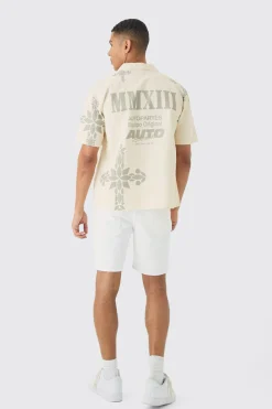 Oversized Revere Cross Print Shirt | BoohooMAN UK