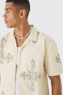 Oversized Revere Cross Print Shirt | BoohooMAN UK