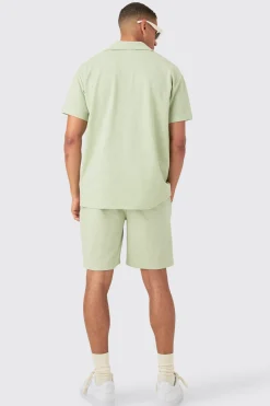 Oversized Revere Geo Jacquard Shirt & Short Set | BoohooMAN UK