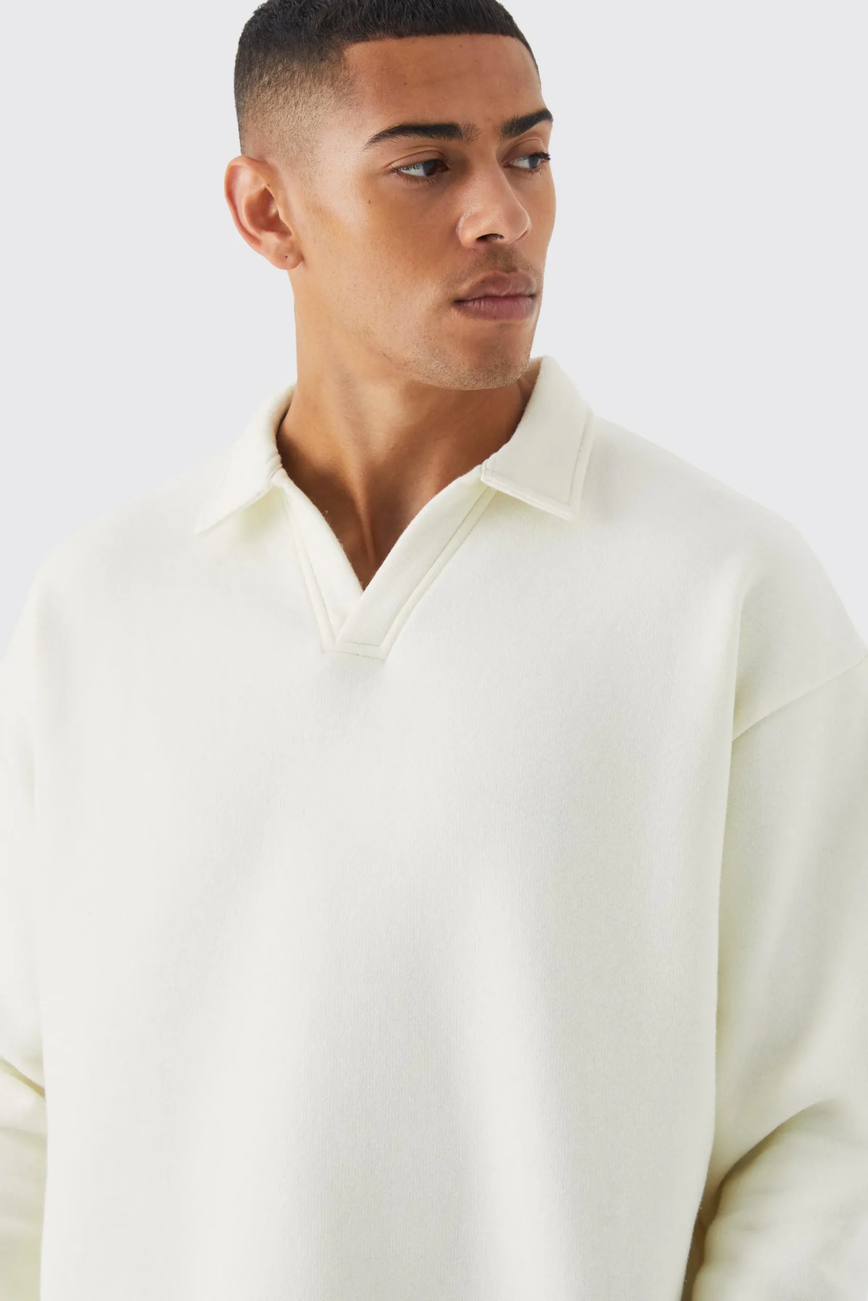 Oversized Revere Neck Rugby Polo | BoohooMAN UK