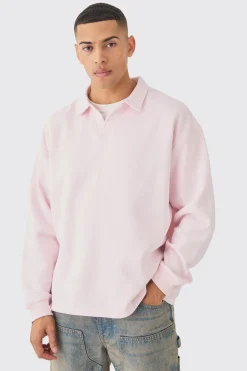 Oversized Revere Neck Rugby Polo | BoohooMAN UK