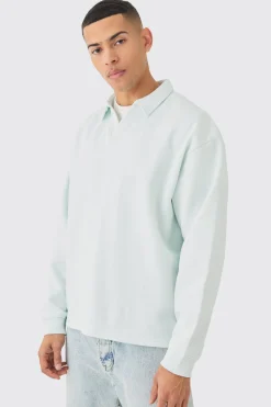 Oversized Revere Neck Rugby Polo | BoohooMAN UK