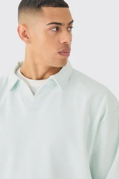 Oversized Revere Neck Rugby Polo | BoohooMAN UK