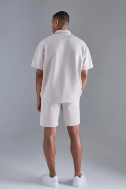 Oversized Revere Scuba Polo & Short Set | BoohooMAN UK
