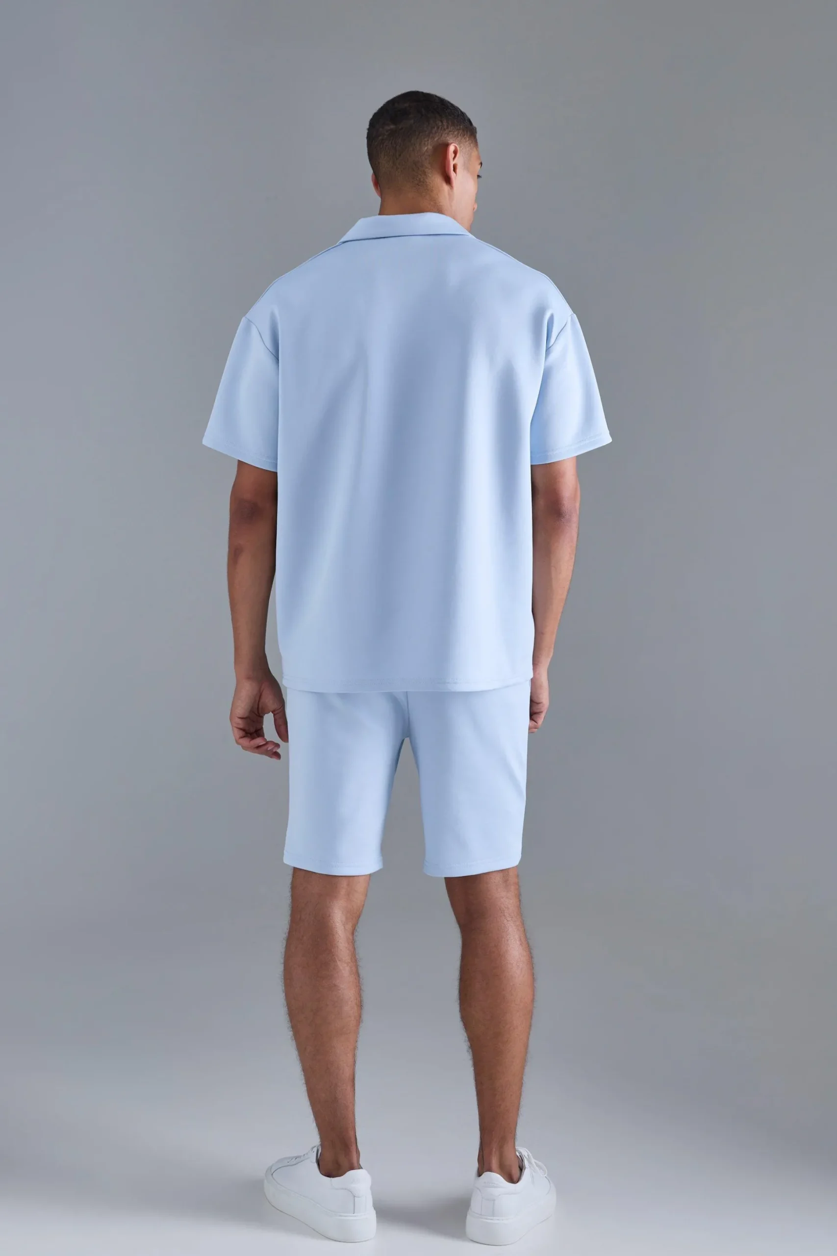 Oversized Revere Scuba Polo & Short Set | BoohooMAN UK
