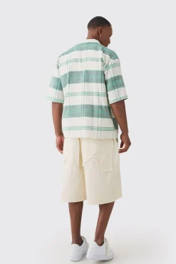 Oversized Revere Short Sleeve Check Shirt | BoohooMAN UK