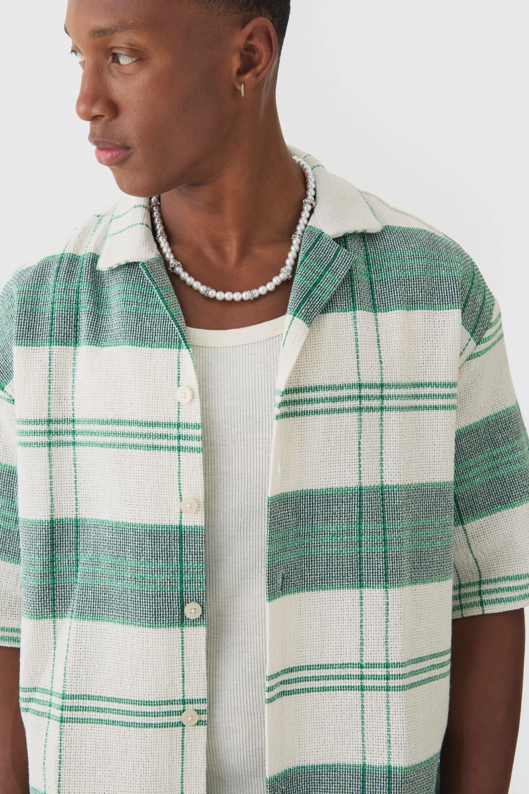 Oversized Revere Short Sleeve Check Shirt | BoohooMAN UK