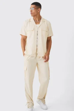 Oversized Revere Soft Twill Cargo Pocket Shirt | BoohooMAN UK