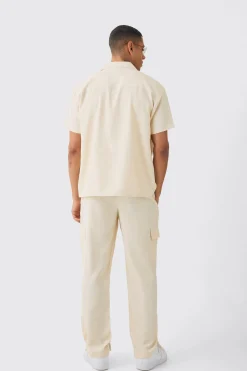 Oversized Revere Soft Twill Cargo Pocket Shirt | BoohooMAN UK