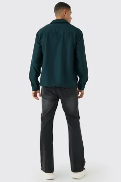 Oversized Revere Soft Twill Cargo Pocket Long Sleeve Shirt | BoohooMAN UK