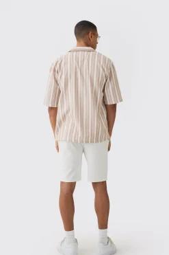 Oversized Revere Stripe Shirt | BoohooMAN UK