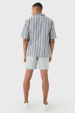 Oversized Revere Stripe Shirt | BoohooMAN UK