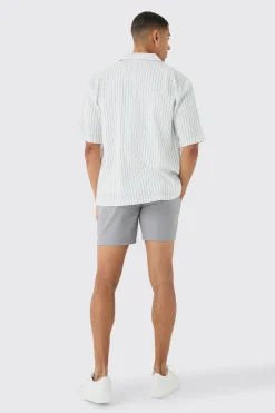 Oversized Revere Stripe Shirt | BoohooMAN UK