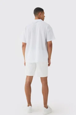 Oversized Revere Texture Polo | BoohooMAN UK