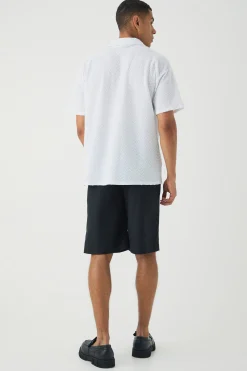 Oversized Revere Texture Polo | BoohooMAN UK