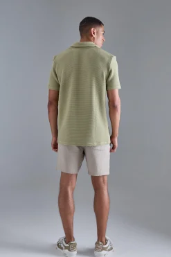 Oversized Revere Textured Polo | BoohooMAN UK