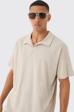 Oversized Revere Towelling Polo & Shorts Set | BoohooMAN UK