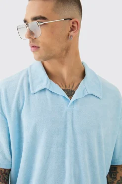Oversized Revere Towelling Polo & Shorts Set | BoohooMAN UK
