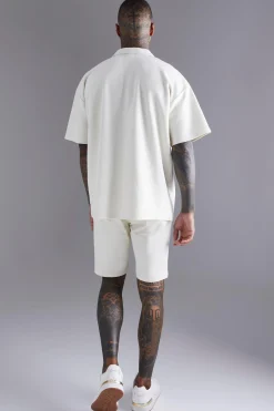 Oversized Revere Twill Jersey Polo | BoohooMAN UK