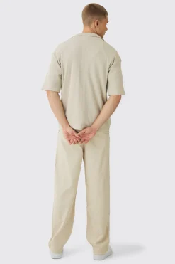 Oversized Revere Waffle Shirt | BoohooMAN UK