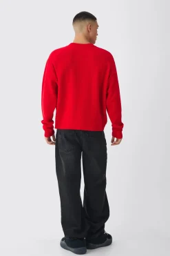 Oversized Reverse Knit Halloween Jumper | BoohooMAN UK