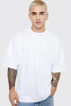 Oversized Ribbed Hem T-shirt | BoohooMAN UK