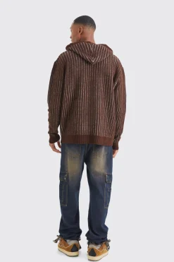 Oversized Ribbed Knit Hoodie | BoohooMAN UK