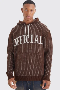 Oversized Ribbed Knit Hoodie | BoohooMAN UK