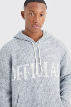 Oversized Ribbed Knit Hoodie | BoohooMAN UK