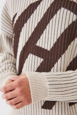 Oversized Ribbed Knitted Crew Neck Jumper | BoohooMAN UK