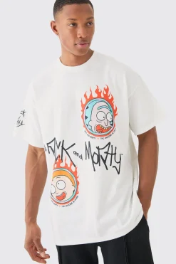 Oversized Rick And Morty Cartoon License T-shirt | BoohooMAN UK