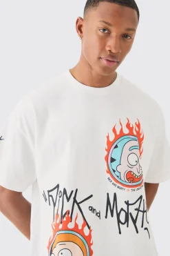 Oversized Rick And Morty Cartoon License T-shirt | BoohooMAN UK